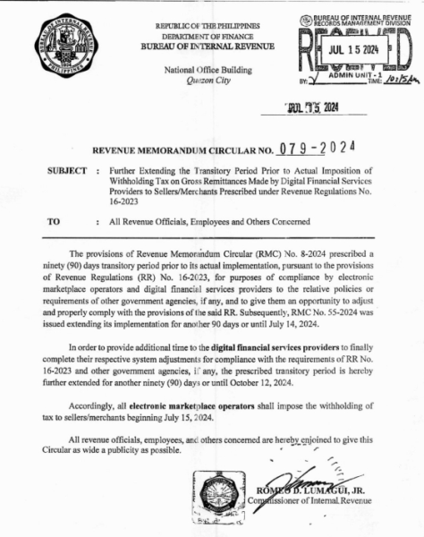 还有机会！菲律宾BIR再次延长预提税过渡期插图AsiaECS